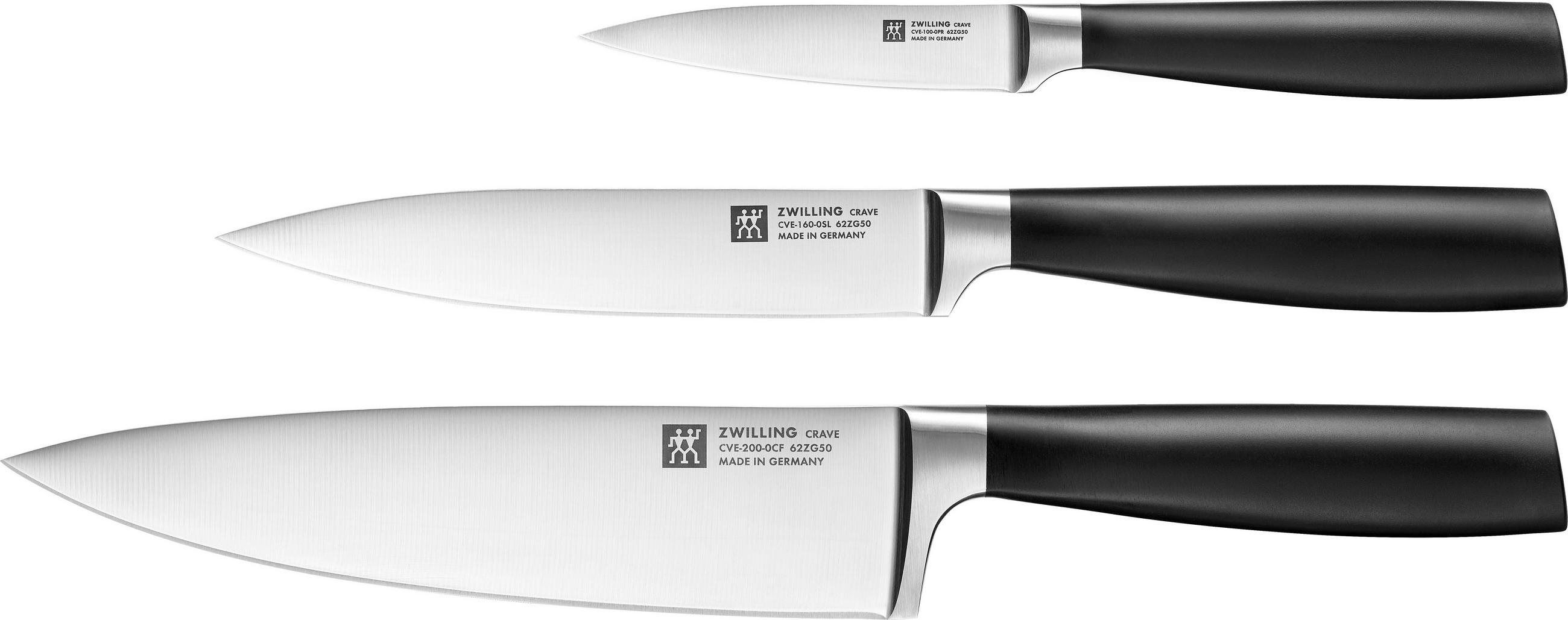 MESSERSET Crave 3-teilig  - Edelstahlfarben/Schwarz, Basics, Kunststoff/Metall (25,4/35,6/2,5cm) - Zwilling