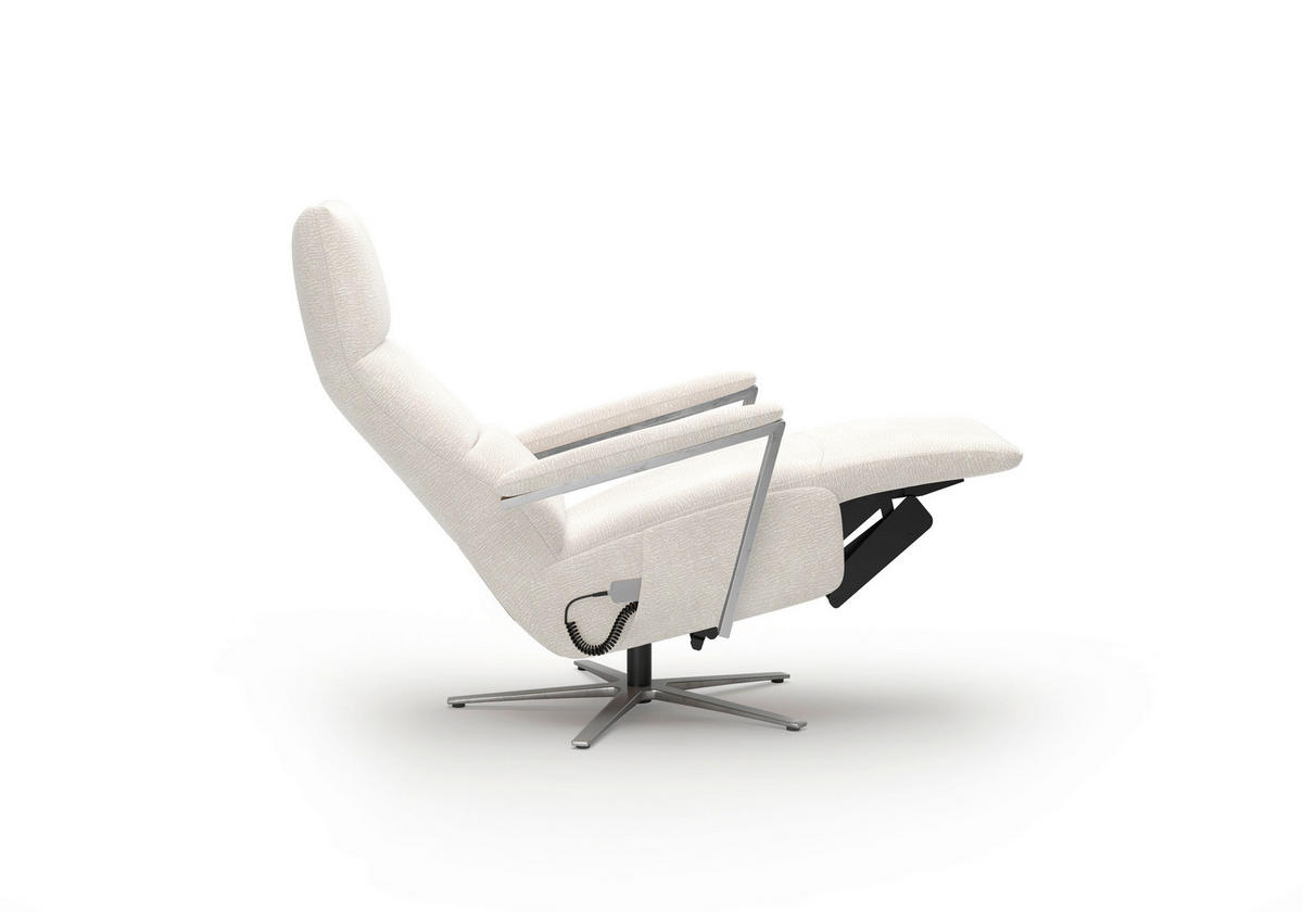RELAXSESSEL TV VARIO COMFORT E M2 Chenille Kopfteilverstellung, Rücken echt    - Silberfarben/Creme, Basics, Textil/Metall (70/126/85cm) - Sit & More