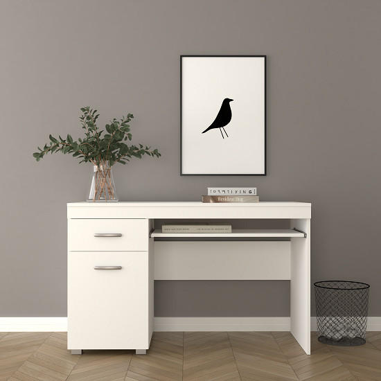 PISAĆI STOL  bijela  drvni materijal  - bijela/boje aluminija, Moderno, drvni materijal/metal (120/49.5/75.5cm)