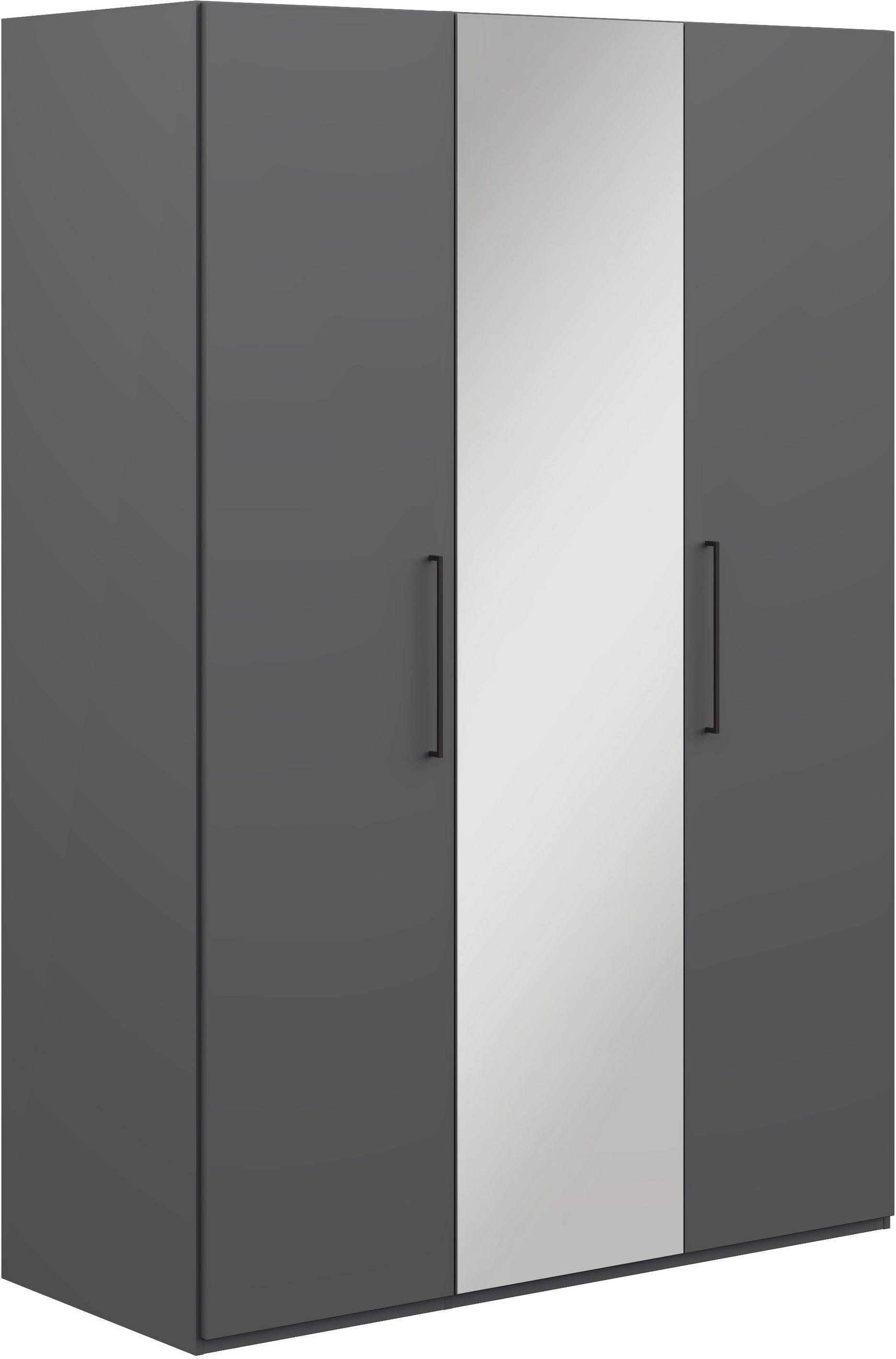 KLEIDERSCHRANK 3-türig Graphitfarben  - Edelstahlfarben/Graphitfarben, Design, Glas/Holzwerkstoff (151,3/213,6/59,3cm) - Cantus