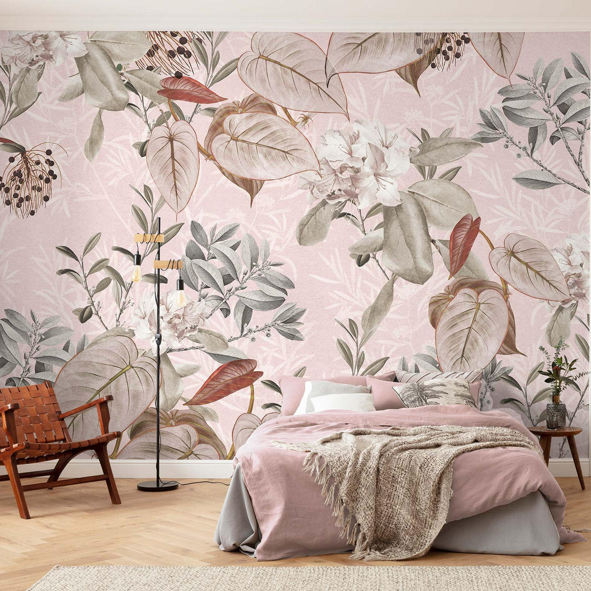 VLIESTAPETE Kalina  - Braun/Rosa, Natur (350/250cm) - Komar
