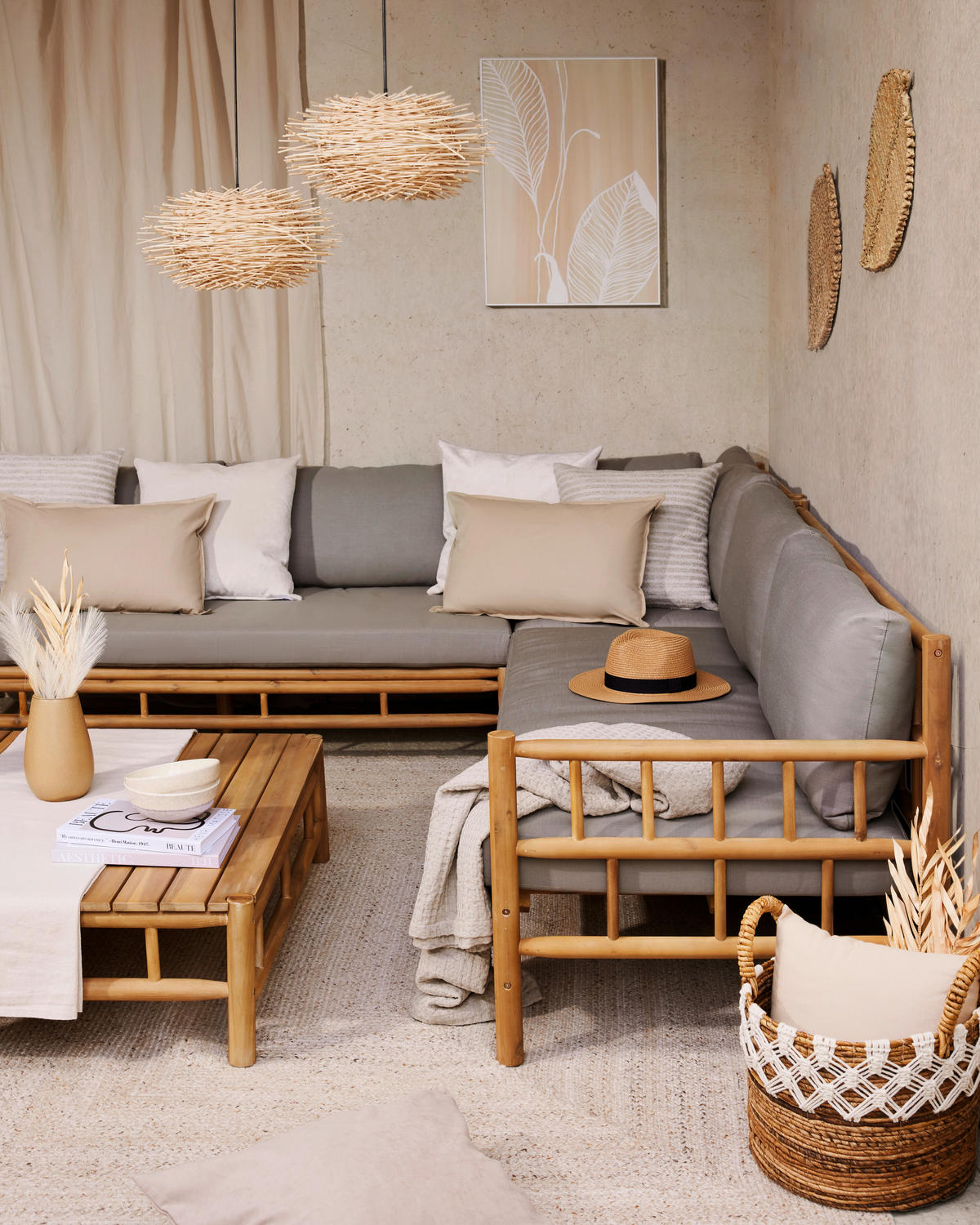 LOUNGEGARNITUR 231,5/231,5 cm Akazie Hartholz  - Taupe/Teakfarben, Natur, Holz/Textil (231,5/231,5cm) - Ambia Garden