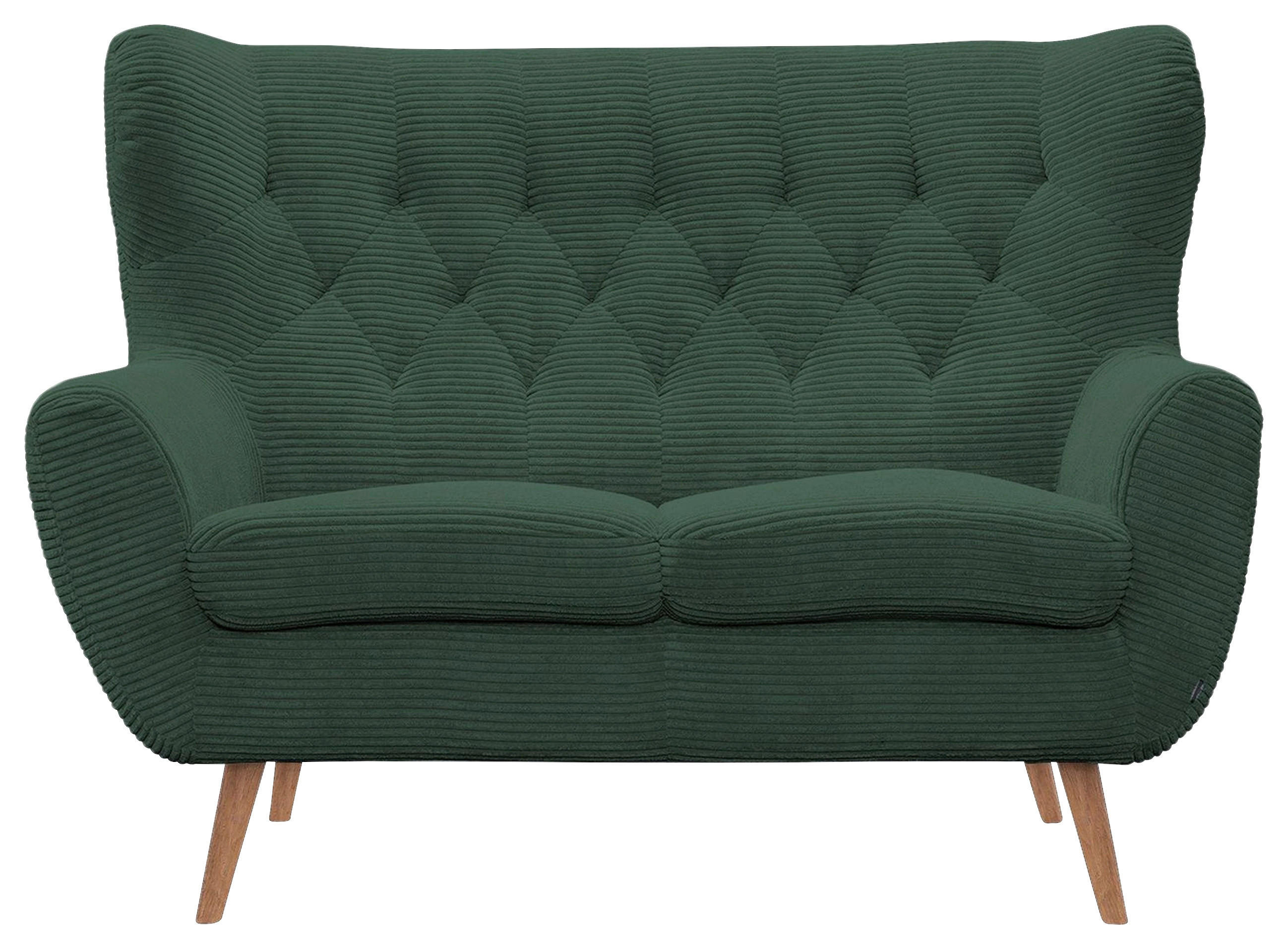 2-SITZER-SOFA in Cord Grün  - Eichefarben/Grün, Design, Holz/Textil (137/101/95cm) - Stylife