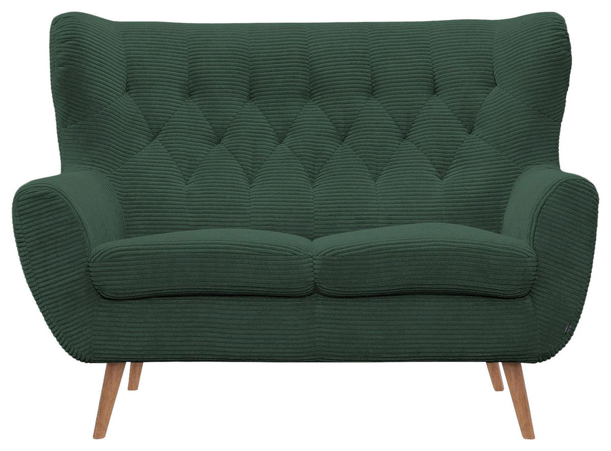 2-SITZER-SOFA Cord Grün  - Eichefarben/Grün, Design, Holz/Textil (137/101/95cm) - Stylife