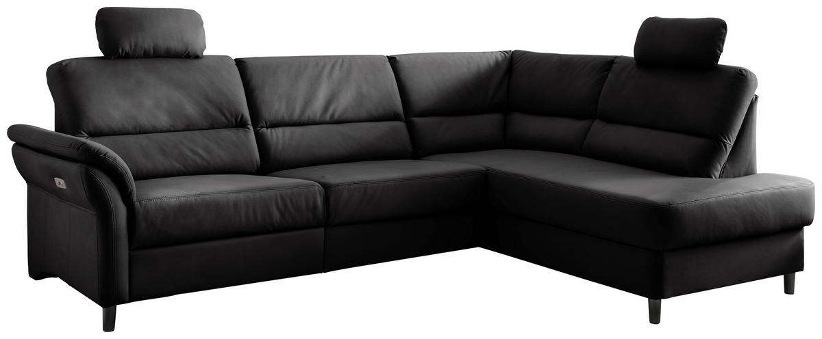 ECKSOFA in Lederlook Schwarz  - Schwarz, Modern, Holz/Textil (266/190cm) - Livetastic