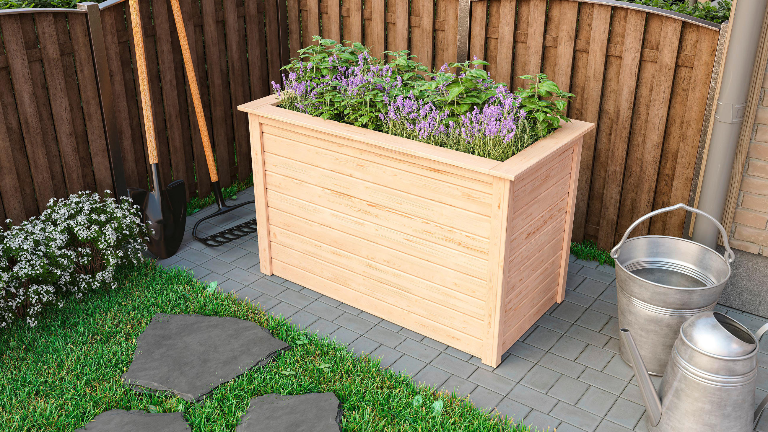 Hochbeet Fichte Massiv Bxhxt: 133x82x69 Cm Naturfarbe