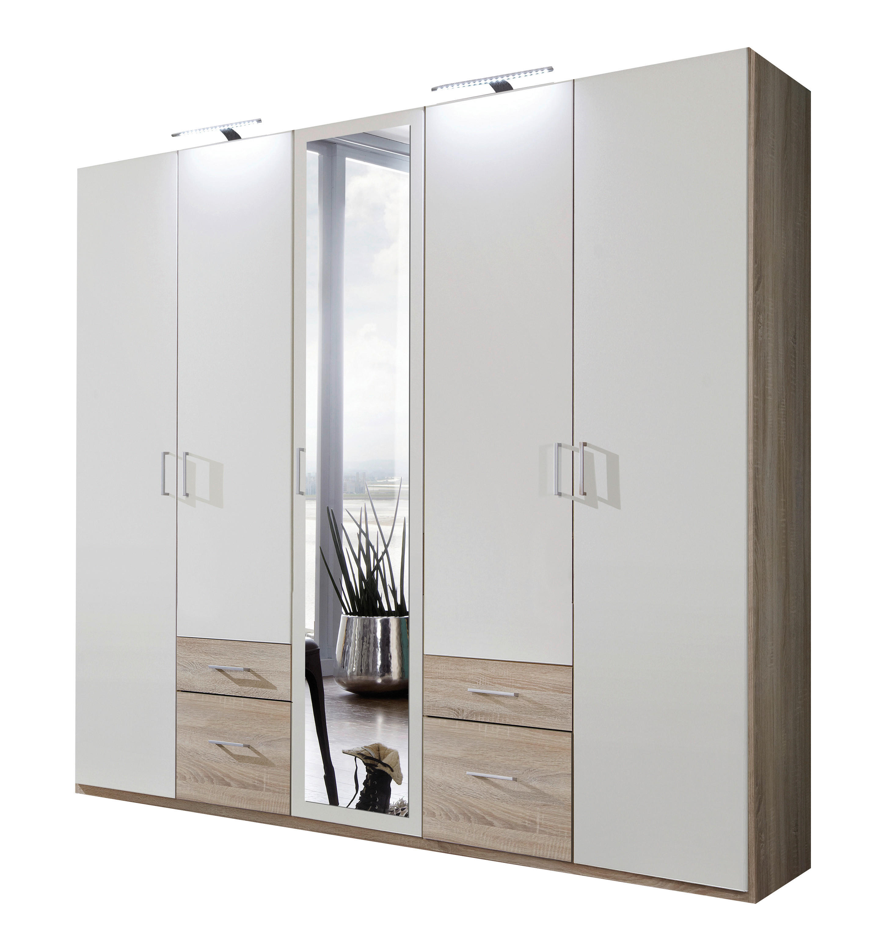 ORMAR S KLASIČNIM VRATIMA bijela, boje hrasta   - bijela/boje hrasta, Design, drvni materijal/drvo (225/208/58cm) - Xora