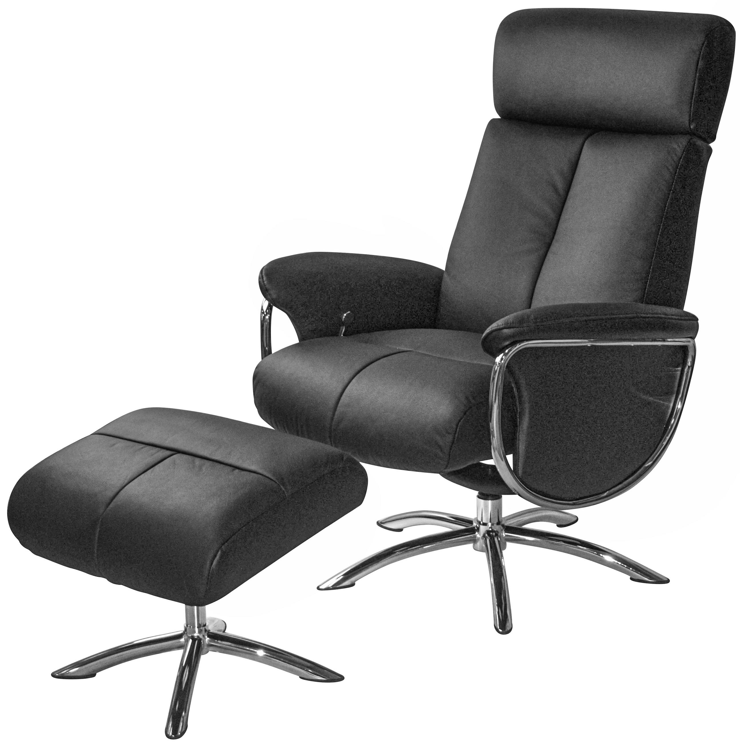 SET FOTELJA ZA OPUŠTANJE 77,50/107-90/85-109 cm , crna  - boja hroma/crna, Dizajnerski, koža/tekstil (77,50/107-90/85-109cm) - Xora