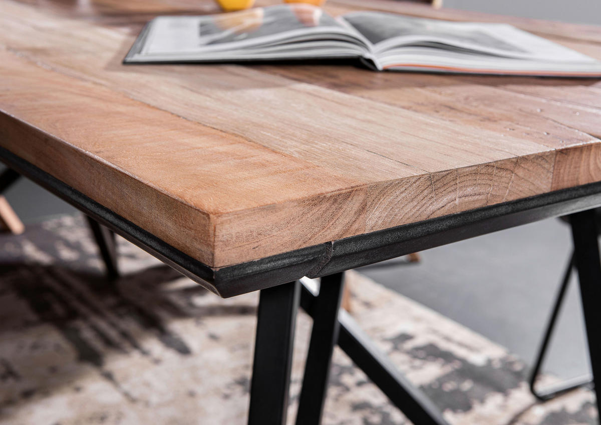 ESSTISCH in Holz 180/90/76 cm  - Schwarz/Braun, MODERN, Holz/Metall (180/90/76cm) - Livetastic