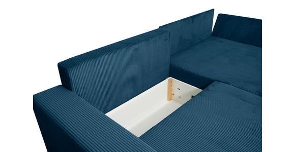 ECKSOFA Blau Cord  - Blau/Schwarz, KONVENTIONELL, Kunststoff/Textil (245/153cm) - Carryhome