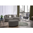 ECKSOFA in Plüsch Graphitfarben  235/166 cm  - Creme/Schwarz, MODERN, Kunststoff/Textil (235/166cm) - Hom`in