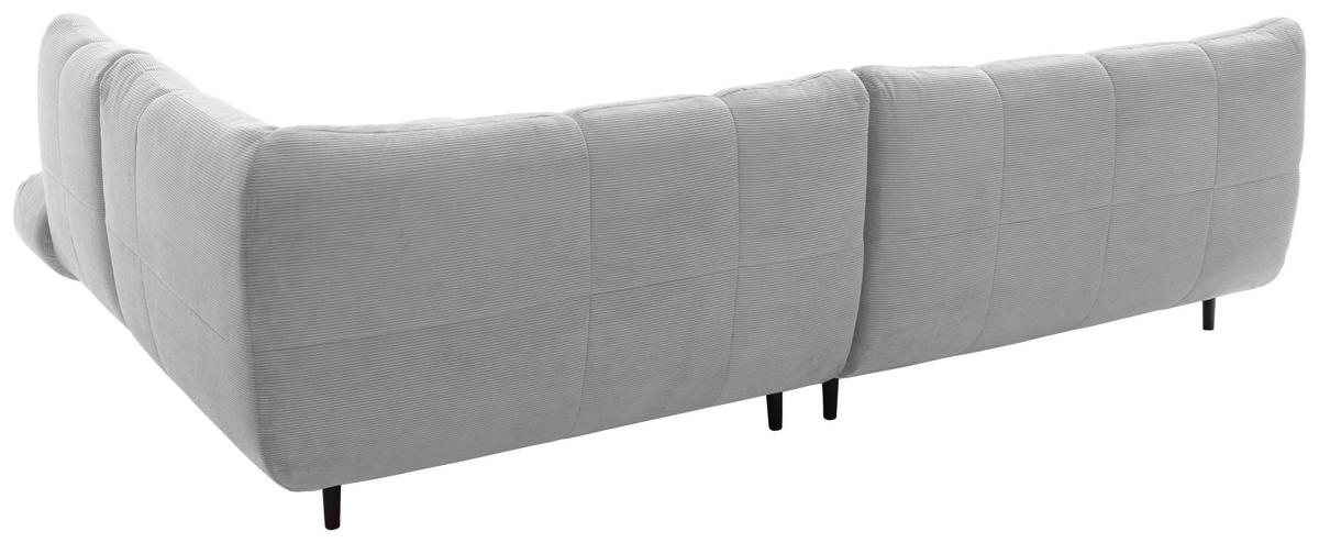 ECKSOFA Ottomane rechts, Eckteil  Silberfarben Feincord  - Silberfarben/Schwarz, Design, Holz/Textil (288/215cm) - Pure Home Lifestyle