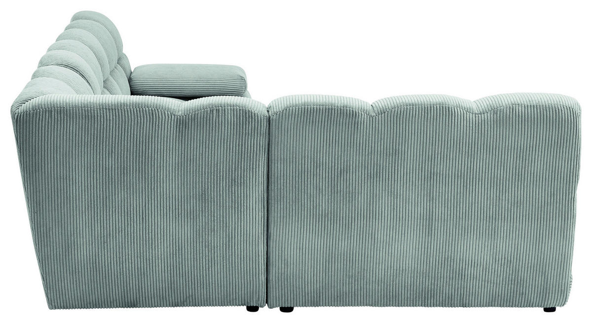 ECKSOFA Pastellblau Cord Rücken echt  - Pastellblau/Schwarz, KONVENTIONELL, Kunststoff/Textil (195/265cm) - Tom Tailor