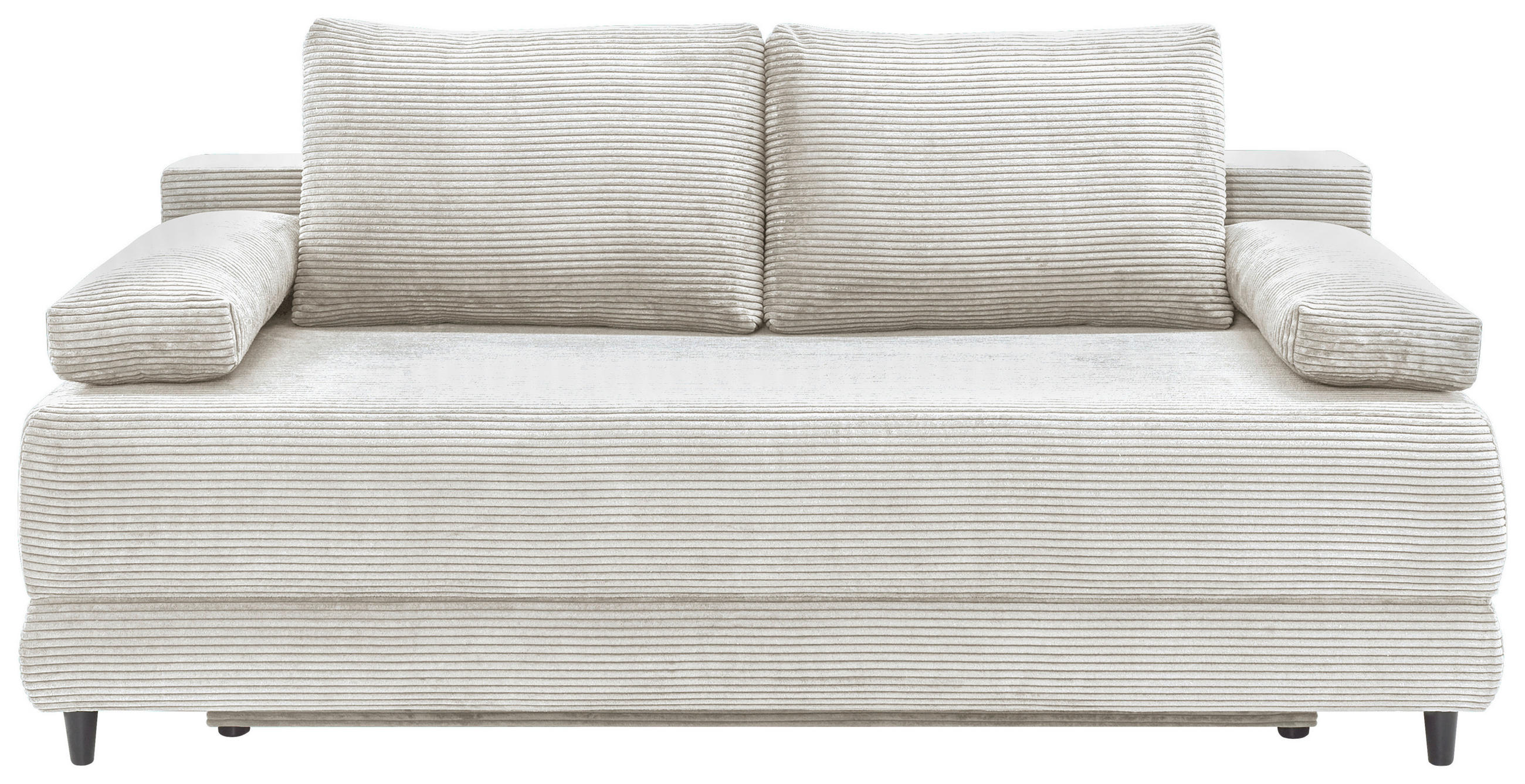 SCHLAFSOFA Cord Naturfarben  inkl. Rückenkissen, Armlehnenkissen, Bettkasten, Schlaffunktion, Rücken echt, Liegefläche im Originalstoff  - Schwarz/Naturfarben, KONVENTIONELL, Holz/Textil (196/96/103cm) - Carryhome