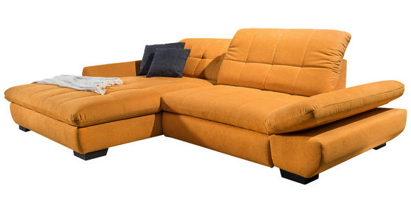 ECKSOFA in Mikrofaser Currygelb  - Currygelb/Schwarz, Design, Textil/Metall (198/290cm) - Xora