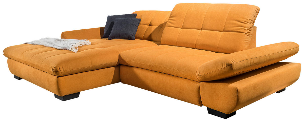 ECKSOFA in Mikrofaser Currygelb  - Currygelb/Schwarz, Design, Textil/Metall (198/290cm) - Xora