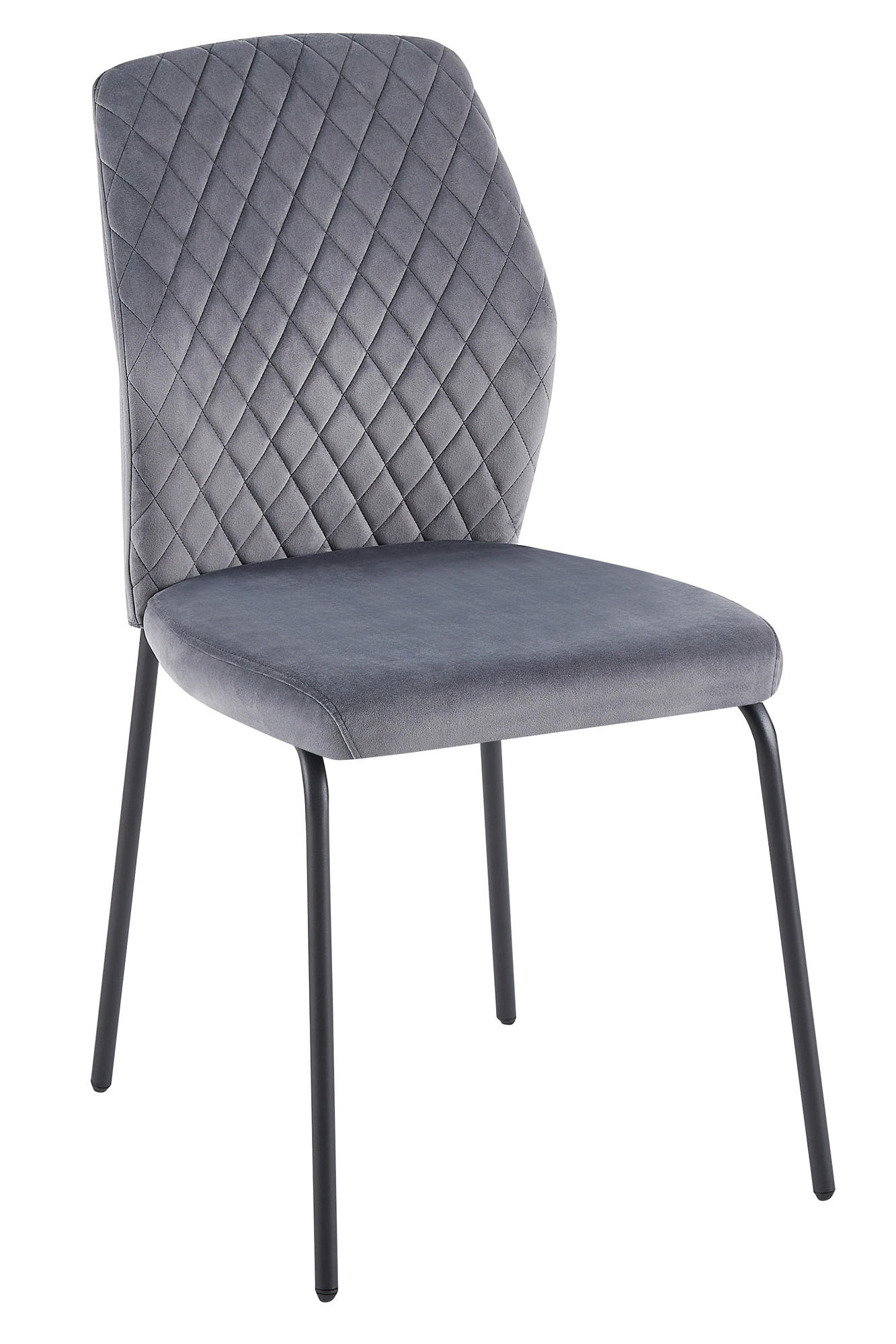 STUHL-SET 2 Stück  in Samt Textil  - Schwarz/Grau, MODERN, Textil/Metall (46,5/92/56,5cm) - Livetastic