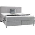 BOXSPRINGBETT 200/200 cm in Hellgrau - Chromfarben/Hellgrau, KONVENTIONELL, Kunststoff/Textil (200/200cm) - Voleo