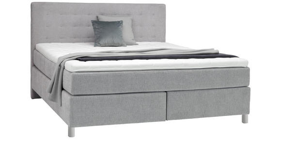 BOXSPRINGBETT 200/200 cm in Hellgrau - Chromfarben/Hellgrau, KONVENTIONELL, Kunststoff/Textil (200/200cm) - Voleo