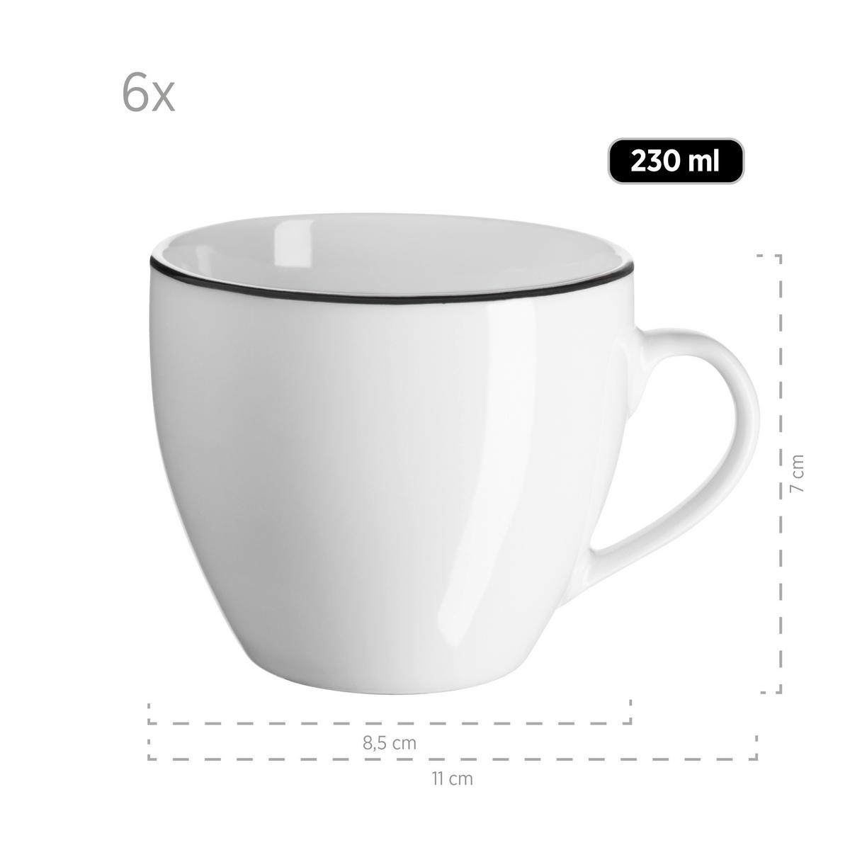 KAFFEESERVICE Nola 18-teilig  - Schwarz/Weiß, Basics, Keramik - Mäser