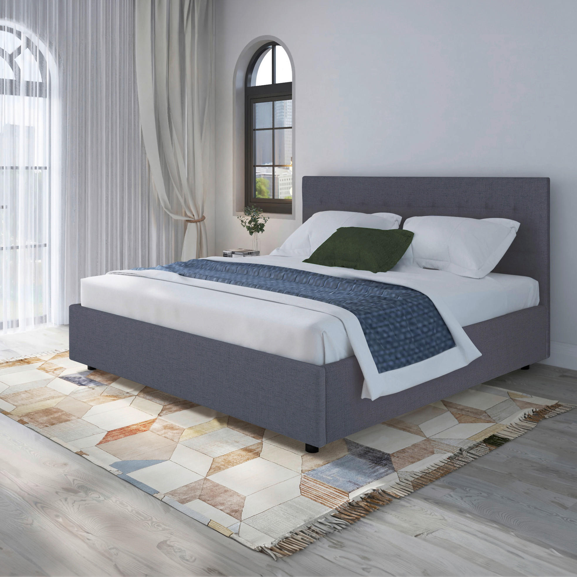 POLSTERBETT Anthrazit 180/200 cm  - Anthrazit/Schwarz, MODERN, Kunststoff/Textil (180/200cm) - MID.YOU