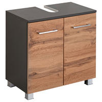 WASCHBECKENUNTERSCHRANK 60/53/35 cm  - Chromfarben/Eiche Wotan, MODERN, Holzwerkstoff/Kunststoff (60/53/35cm) - Held