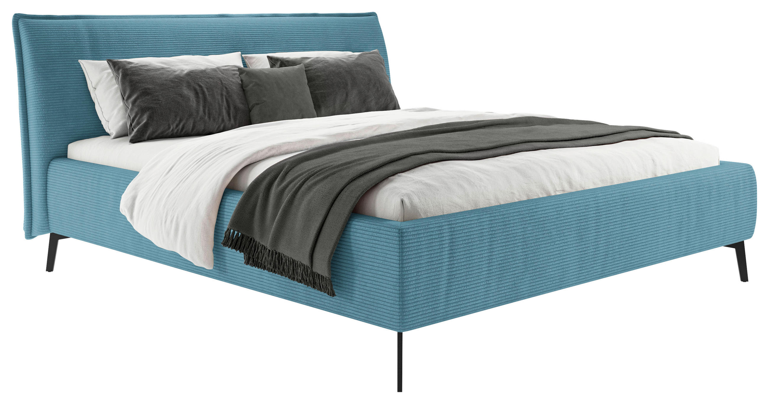 POLSTERBETT 180/200 cm  in Petrol  - Petrol/Schwarz, Design, Textil/Metall (180/200cm) - Lomoco
