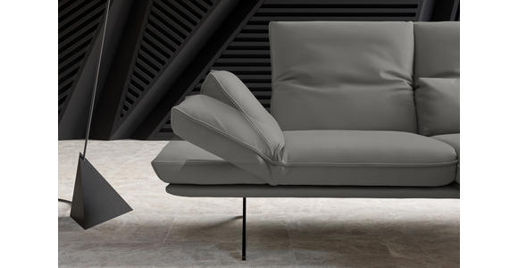 ECKSOFA in Echtleder Hellgrau  - Hellgrau/Schwarz, Design, Leder/Metall (210/130cm) - Dieter Knoll