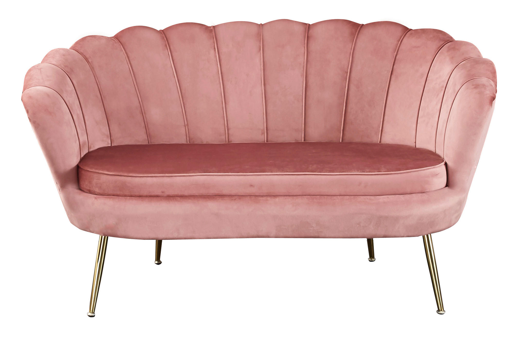 2-SITZER-SOFA in Samt Rosa - Goldfarben/Rosa, MODERN, Textil/Metall (136/78/77cm) - Livetastic