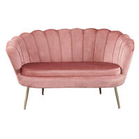 2-SITZER-SOFA Samt Rosa  - Goldfarben/Rosa, MODERN, Textil/Metall (136/78/77cm) - Livetastic