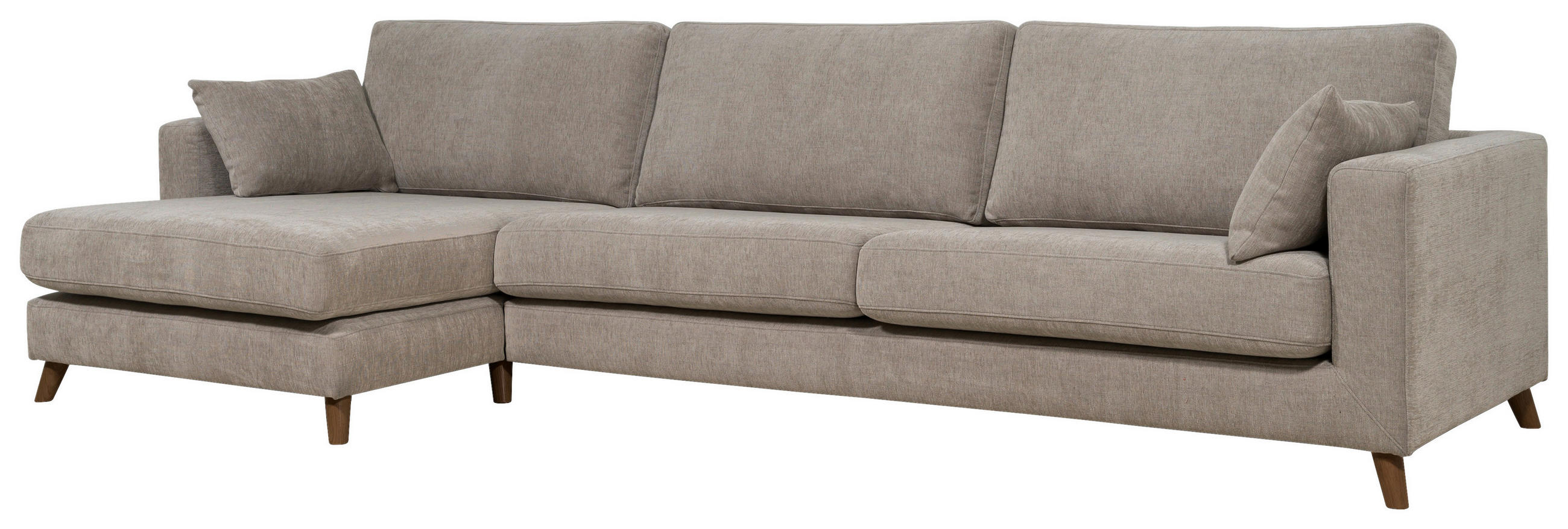 SOFFA i flatväv brun, greige  - greige/brun, Klassisk, metall/trä (302/190cm) - Best Price