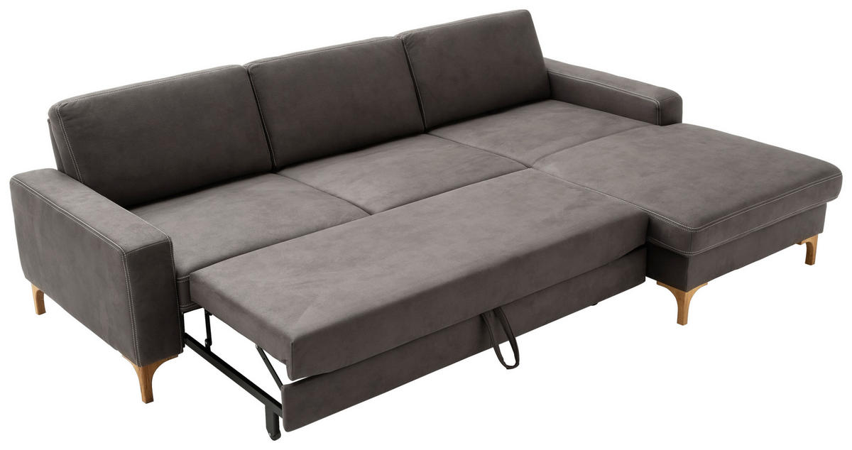 ECKSOFA in Mikrofaser Anthrazit  - Anthrazit/Beige, Design, Holz/Textil (185/276cm) - Pure Home Lifestyle