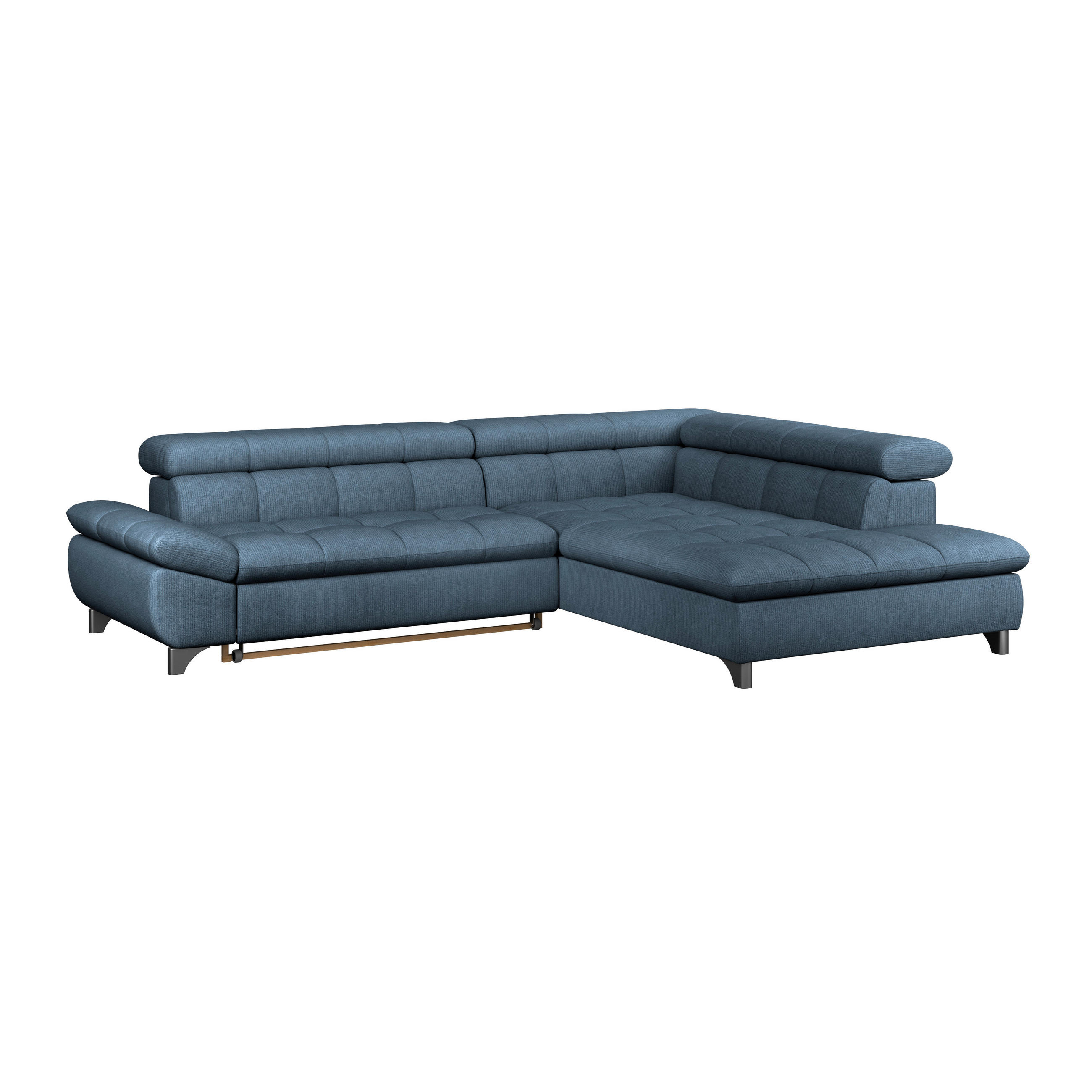 ECKSOFA Dunkelblau Chenille  - Chromfarben/Dunkelblau, KONVENTIONELL, Textil/Metall (312/234cm) - Livetastic