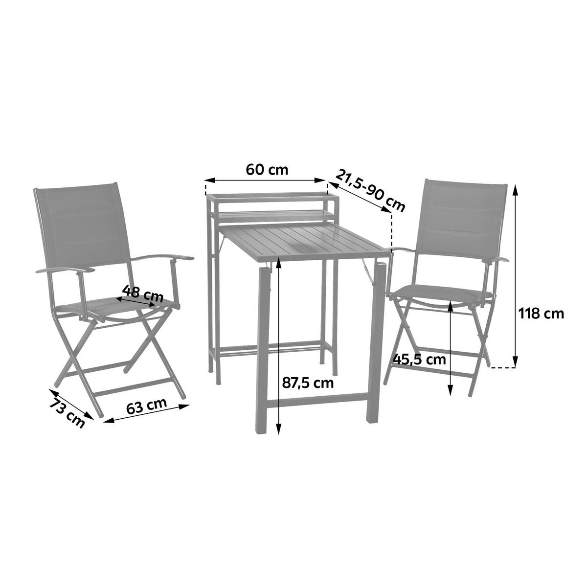 GARTENSET Aluminium  - Graphitfarben/Grau, MODERN, Textil/Metall - Gardenson