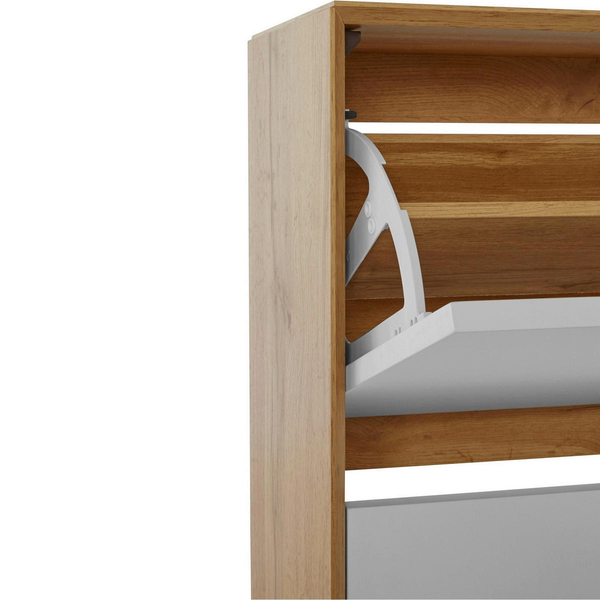 SCHUHSCHRANK Weiß, Eiche Wotan  - Eiche Wotan/Weiß, Design, Holzwerkstoff (89/90/24cm) - Livetastic