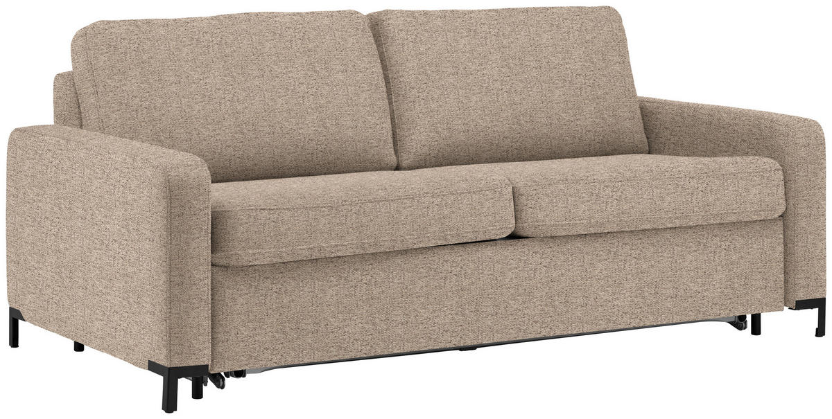SCHLAFSOFA in Textil Hellbraun  - Hellbraun/Schwarz, Konventionell, Textil/Metall (187/84/97cm) - Welnova