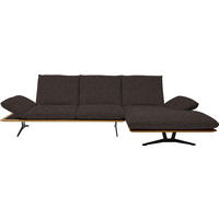 ECKSOFA in Flachgewebe Dunkelbraun  314/159 cm  - Dunkelbraun/Schwarz, Design, Holz/Textil (314/159cm) - Dieter Knoll
