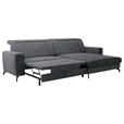 ECKSOFA inkl. Funktion Grau Cord  - Schwarz/Grau, KONVENTIONELL, Textil/Metall (290/178cm) - Cantus