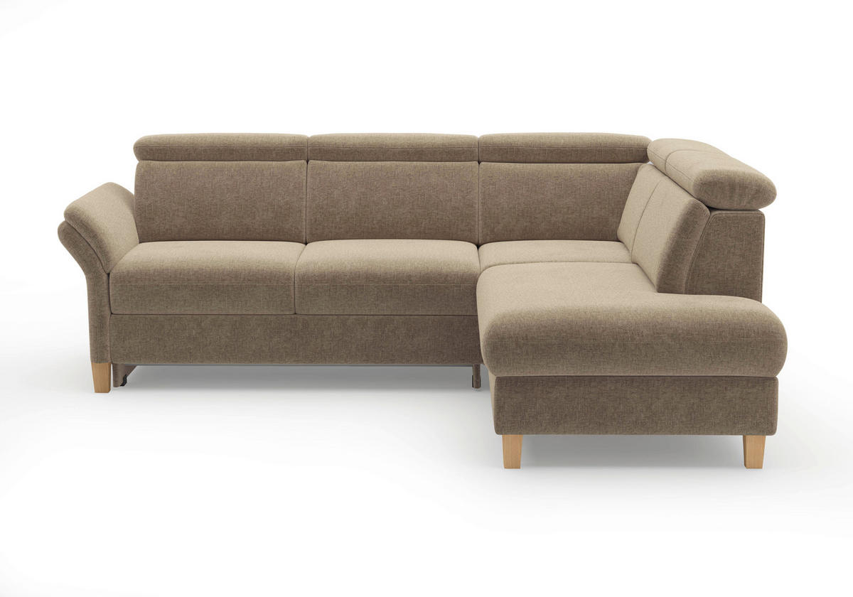 ECKSOFA GLENDALE E Hellbraun Flachgewebe  - Hellbraun/Eichefarben, KONVENTIONELL, Holz/Textil (247/193cm) - Sit & More
