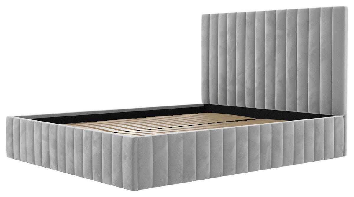 POLSTERBETT Bettkasten, Lattenrost 180/200 cm  in Hellgrau  - Hellgrau/Schwarz, Design, Holz/Textil (180/200cm) - Boxxx
