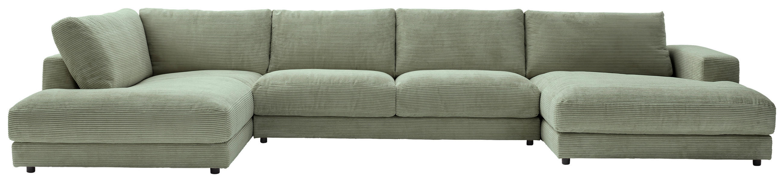 WOHNLANDSCHAFT in Cord Dunkelgrün  - Dunkelgrün/Schwarz, Design, Kunststoff/Textil (224/425/190cm) - Hom`in