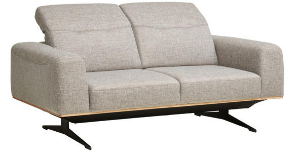 2-SITZER-SOFA in Struktur Beige  - Beige/Schwarz, Design, Holz/Textil (174/76-97/102cm) - Novel