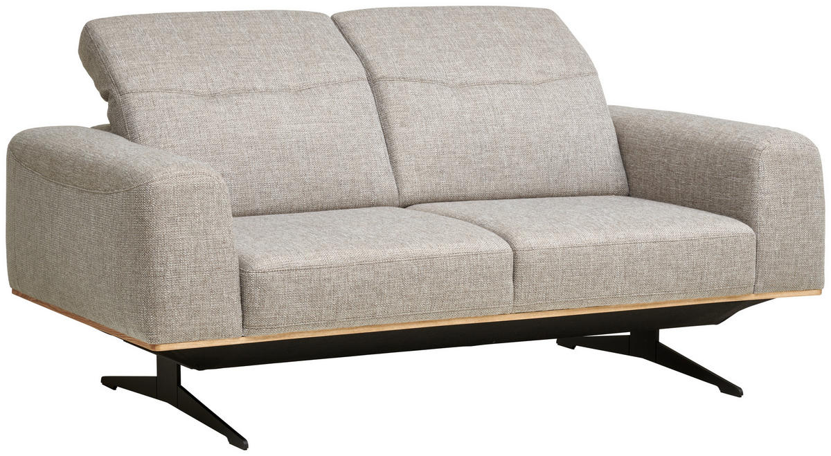 2-SITZER-SOFA in Struktur Beige  - Beige/Schwarz, Design, Holz/Textil (174/76-97/102cm) - Novel