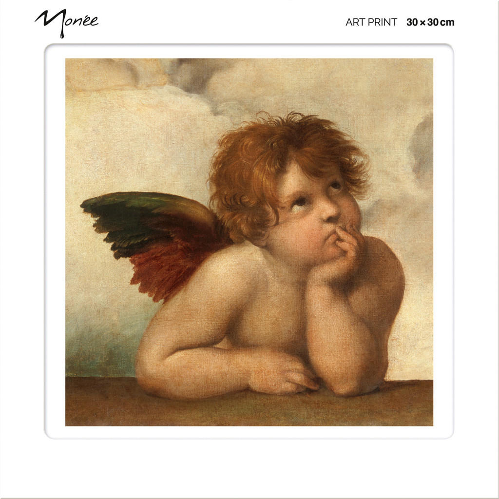 Monee Kunstdruck Die Sixtinische Madonna (Detail) I Braun, Beige, Hellbraun 30x30 cm