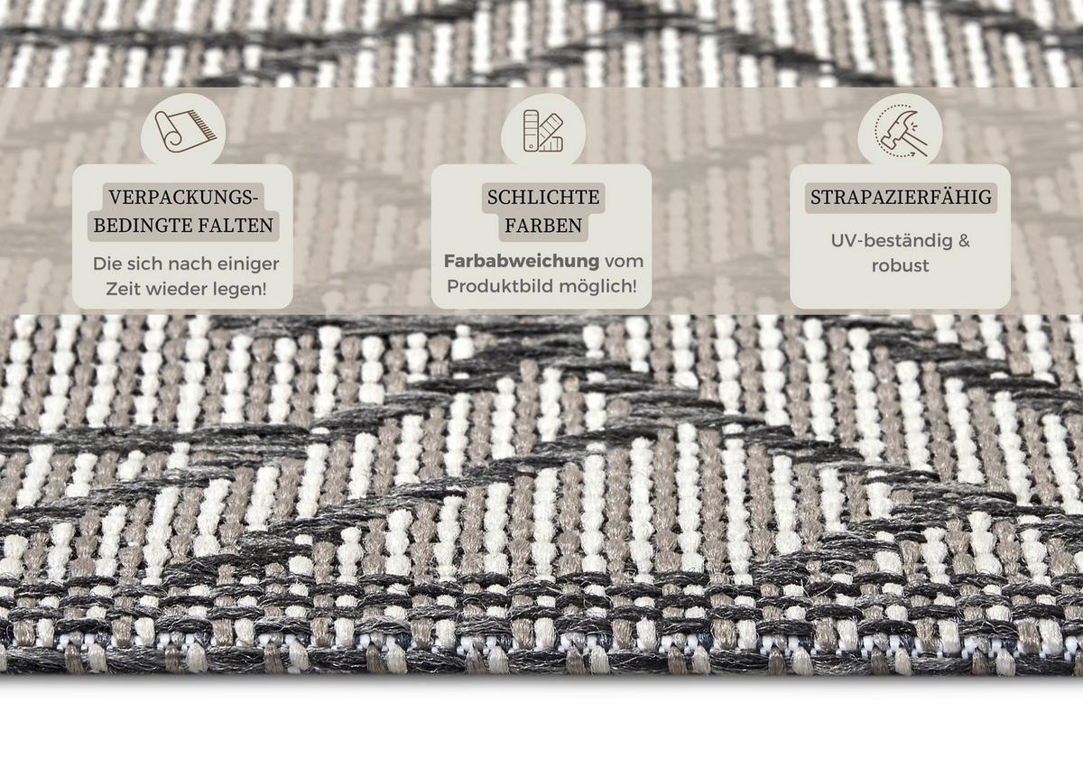 OUTDOORTEPPICH 76/150/150 cm Clyde Grau, Beige  - Beige/Grau, Design, Kunststoff/Textil (76/150/150cm) - Hanse Home