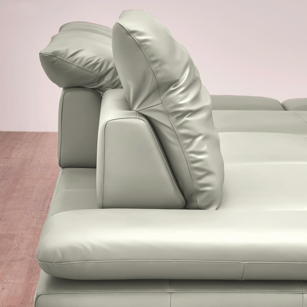 ECKSOFA in Echtleder Weiß  200/315 cm  - Silberfarben/Weiß, Design, Leder/Metall (200/315cm) - Chilliano