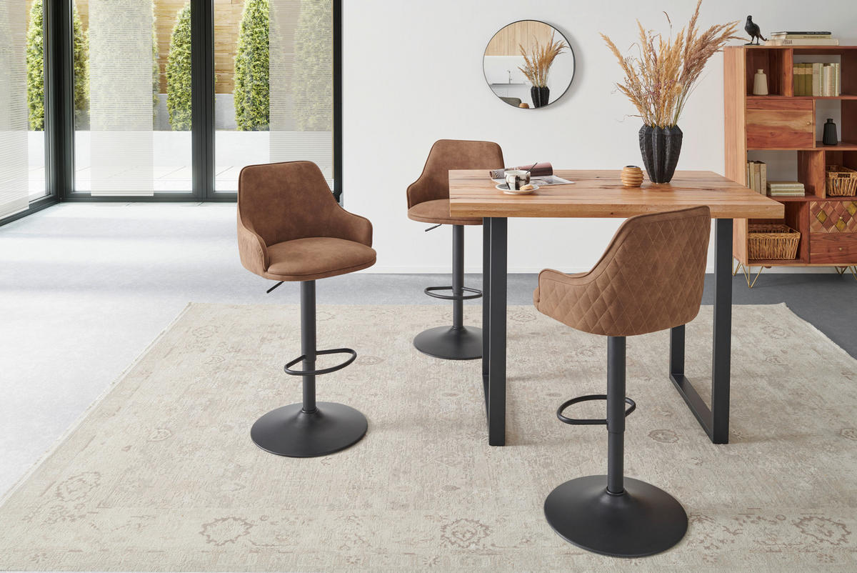 BARHOCKER in Metall, Textil Braun, Schwarz  - Schwarz/Braun, KONVENTIONELL, Textil/Metall (50/90-111/51cm) - MID.YOU