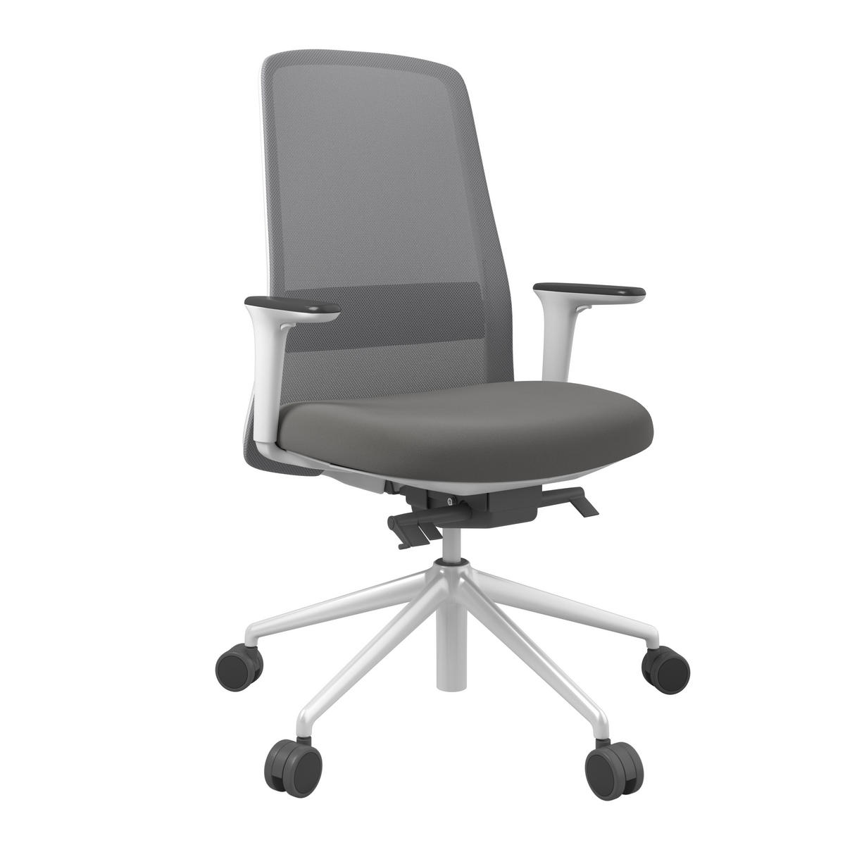 DREHSTUHL Grau, Weiß, Dunkelgrau  - Dunkelgrau/Weiß, MODERN, Kunststoff/Textil (70/103-115/70cm)