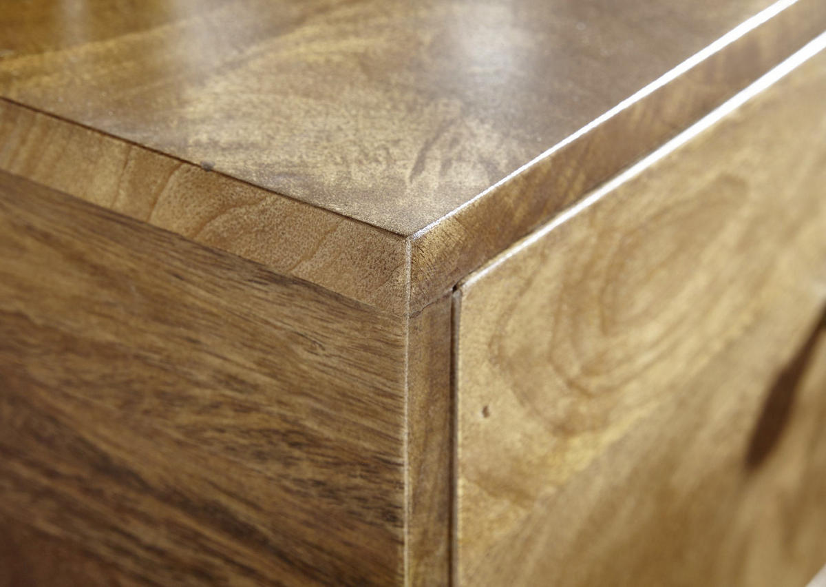 NACHTKÄSTCHEN 40/76/35 cm  in massiv Mangoholz Braun  - Goldfarben/Braun, MODERN, Holz/Metall (40/76/35cm) - MID.YOU