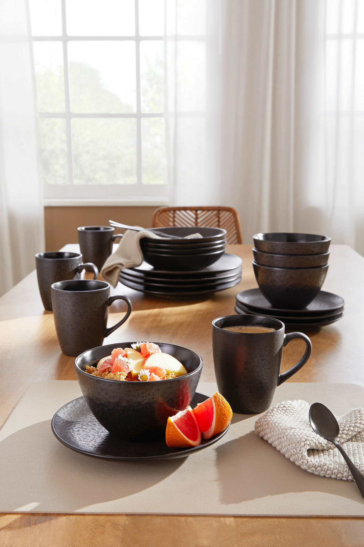 KOMBISERVICE Schwarz 20-teilig  - Schwarz, Design, Keramik - Ritzenhoff Breker